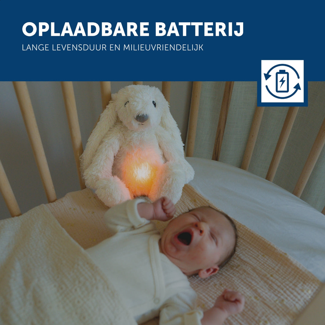 Ro het konijn - Wit - geluidsmodule en nachtlichtje in één