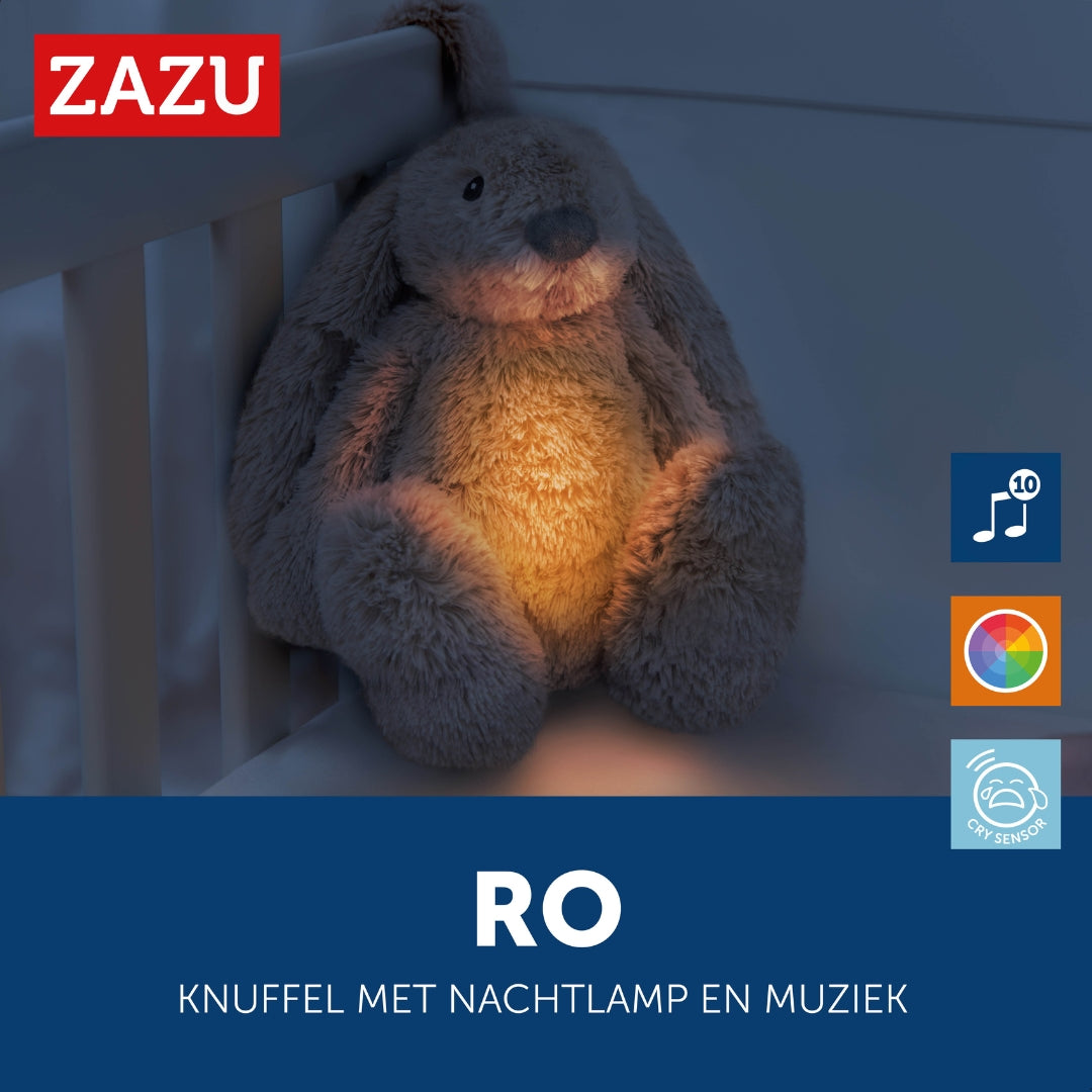 Ro het konijn - Beige - geluidsmodule en nachtlichtje in één