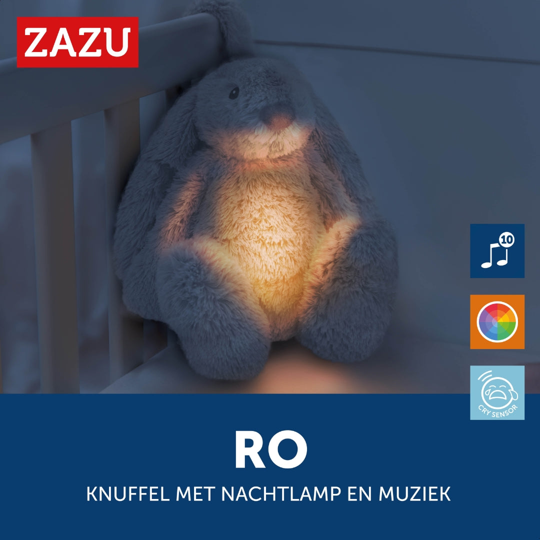 Ro het konijn - Wit - geluidsmodule en nachtlichtje in één