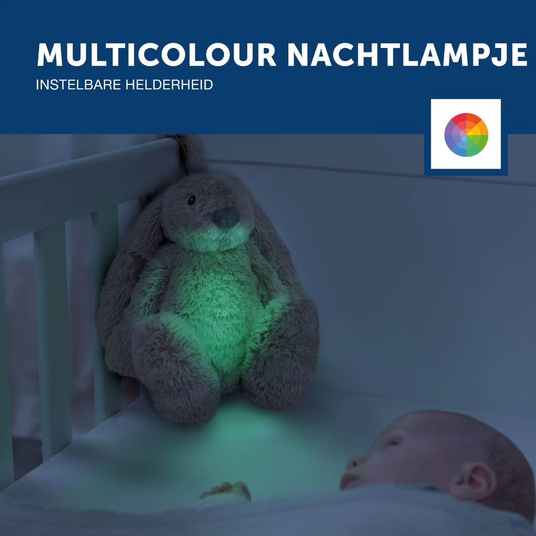 Ro het konijn - Beige - geluidsmodule en nachtlichtje in één