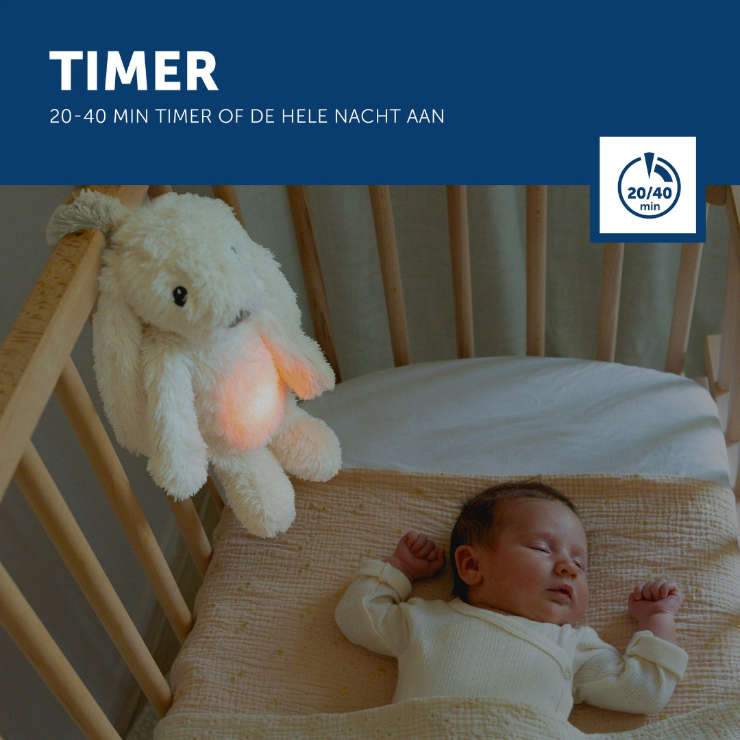 Ro het konijn - Wit - geluidsmodule en nachtlichtje in één
