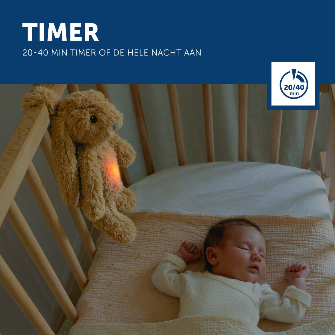 Ro het konijn - Beige - geluidsmodule en nachtlichtje in één