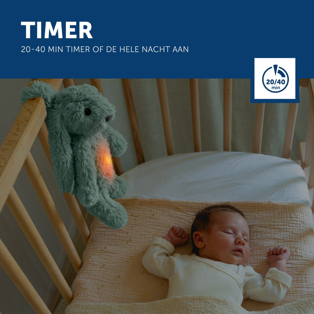 Ro het konijn - Groen - geluidsmodule en nachtlichtje in één