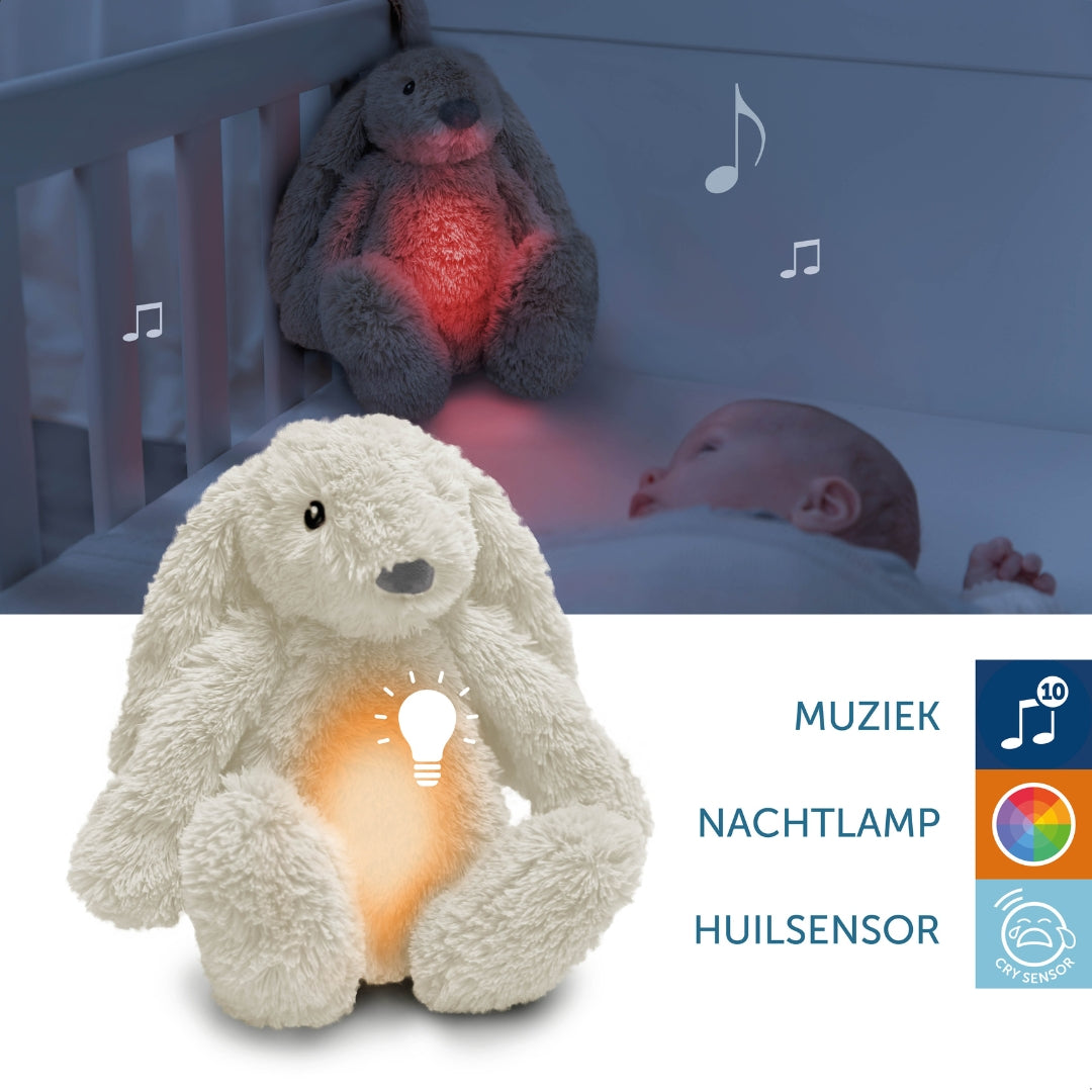 Ro het konijn - Wit - geluidsmodule en nachtlichtje in één