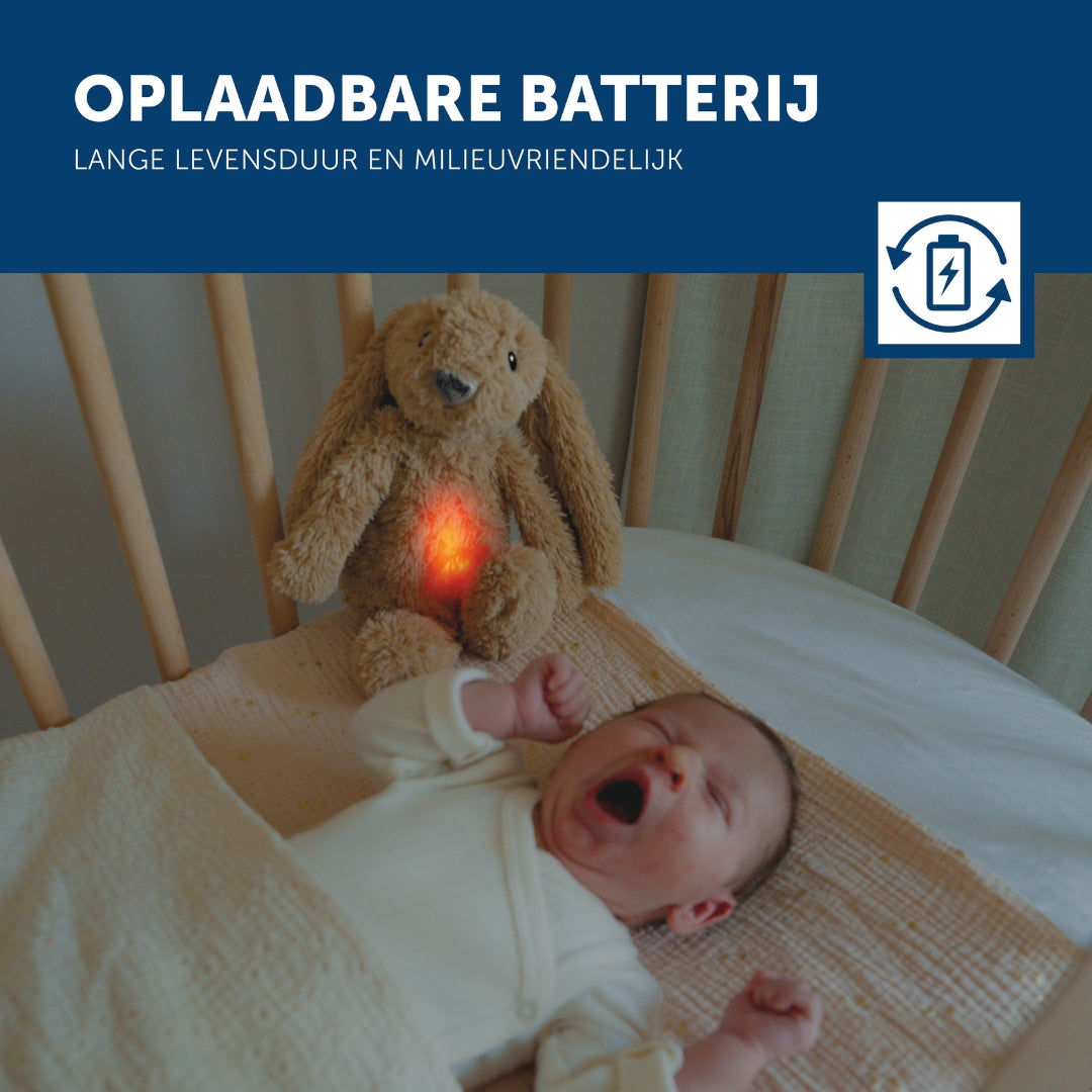 Ro het konijn - Beige - geluidsmodule en nachtlichtje in één