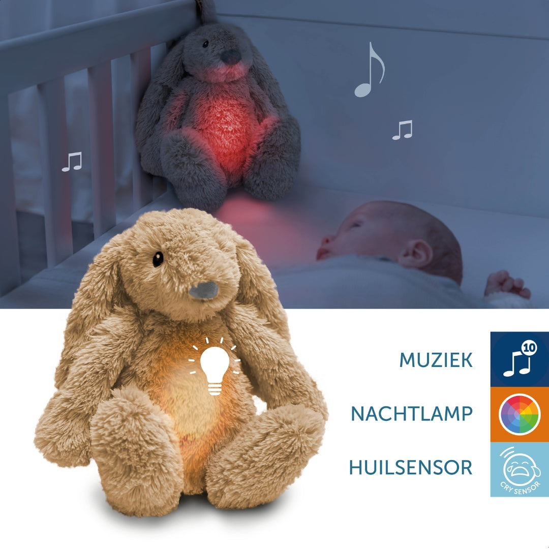 Ro het konijn - Beige - geluidsmodule en nachtlichtje in één