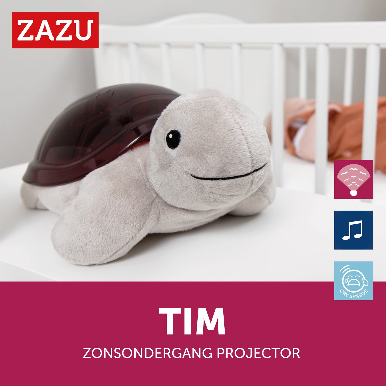 Tim de Schildpad – ZAZU Zonsondergang‑projector & Muziekdoosje