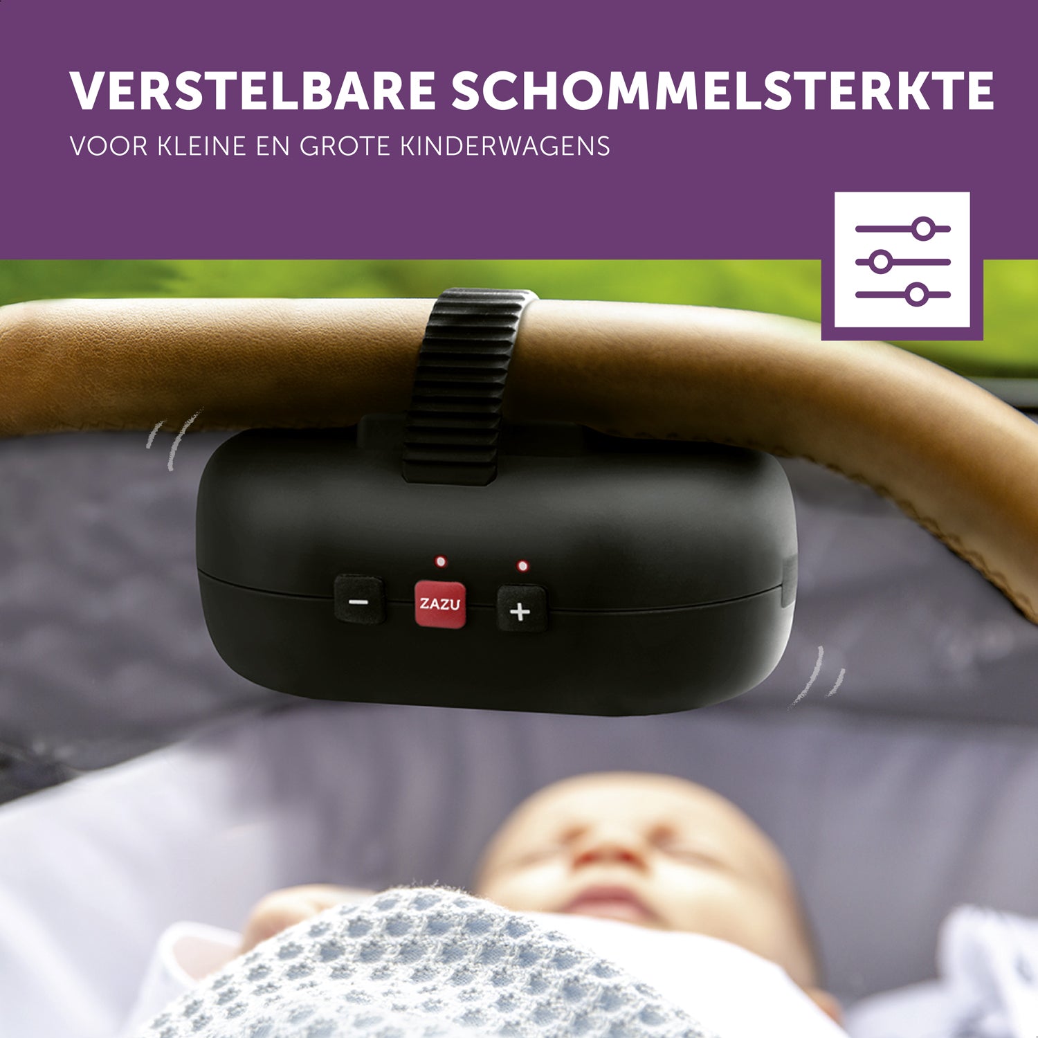 Verstelbare Schommelsterkte Robby Baby Rocker ZAZU Kinderwagenschommelaar zwart met awards